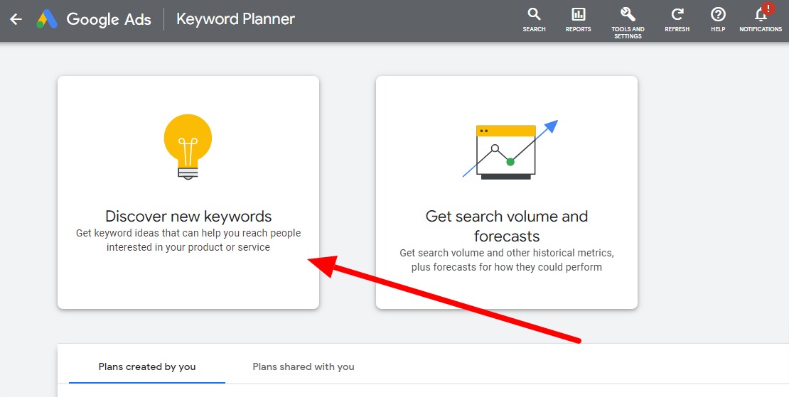 Keyword Planner discover new keywords