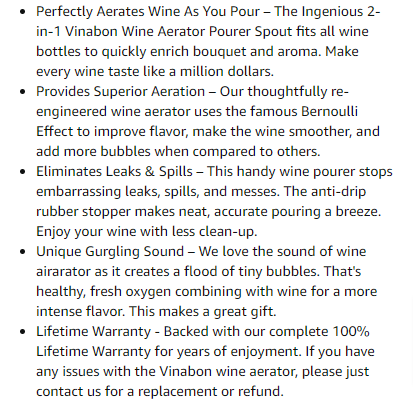 VINABON Wine Aerator discription