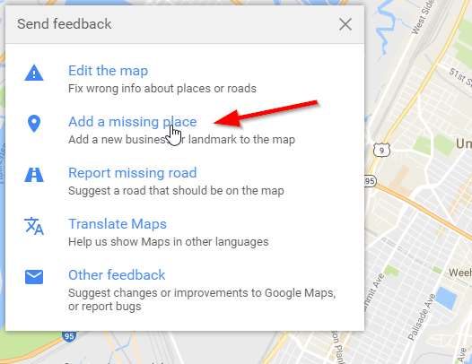 add a missing place google map