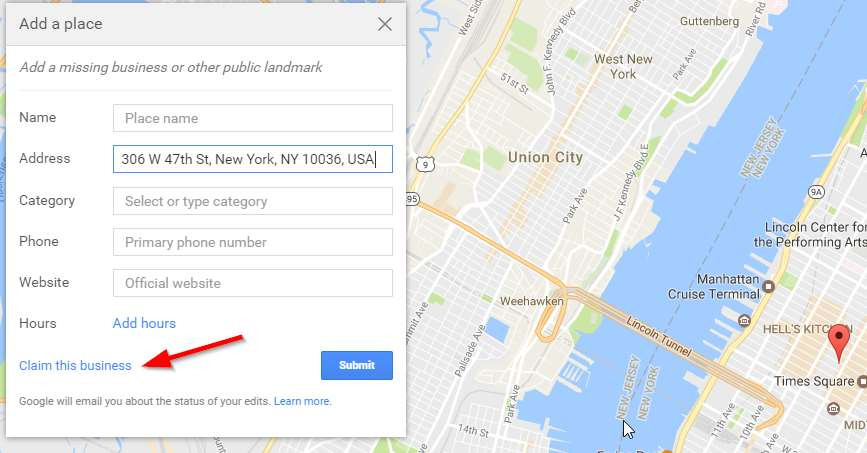 google maps claim the business